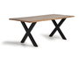 GINER Y COLOMER Mesa de comedor de madera de acacia natural y patas de metal negro